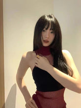 Hollow Out Turtleneck Knitted Vest Y2k Style Sleeveless Top